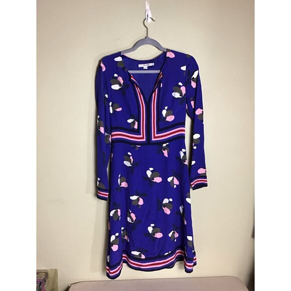 Boden Women Floral  Striped A Line Dress Sz. 8R Blue Lightweight Comfort Modest - Picture 4 of 12